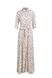 Sukienka KOSZULOVA maxi śmietankowa